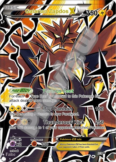 Galarian Zapdos X Pokemon Card Etsy