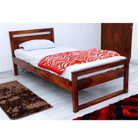Rio Single Size Bed in Solid Sheesham Wood(Big)   Online  