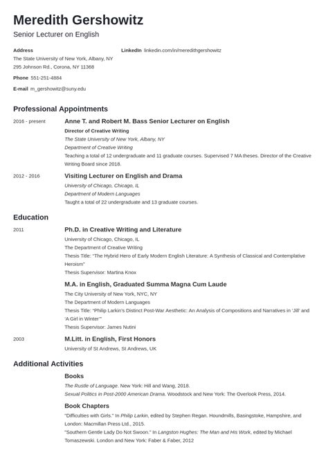 Academic Cv Template—examples And 25 Writing Tips