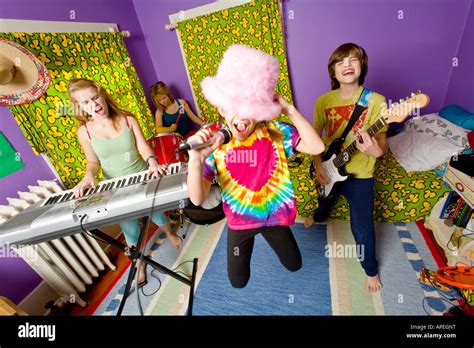 Kids Playing Instruments In Band Stock Photo Alamy