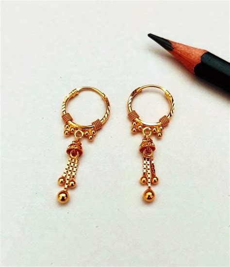 22k Solid Gold Hoops Solid Gold Hoops Gold Earring With Etsy UK