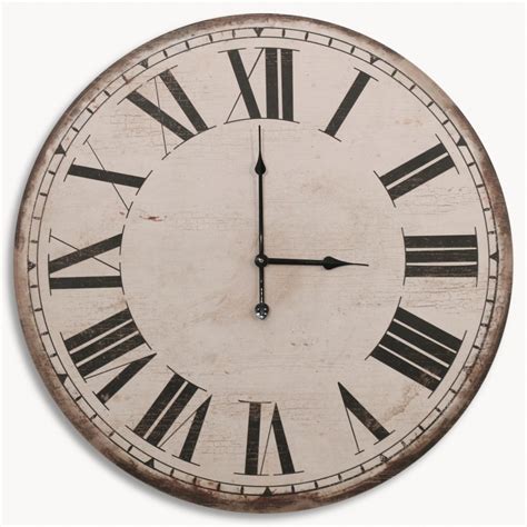 Kentfield Large Antique White Wall Clock With Roman Numerals One World