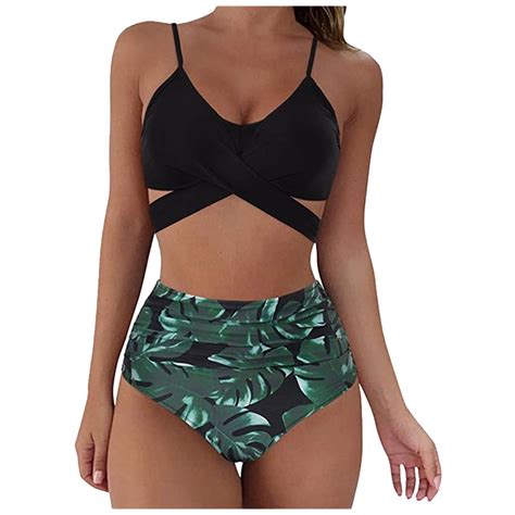 Puntoco Plus Size Womens Swimsuits Clearance Leopard Print Bikini Set