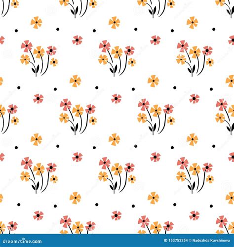 Cute Floral Pattern In The Small Flower Motifs Scattered Random