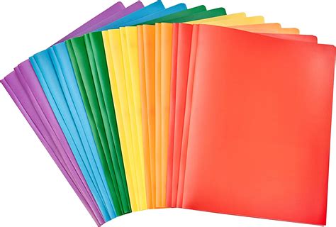 Amazon Basics Heavy Duty Plastic 2 Pocket Folder For Letter Size Paper