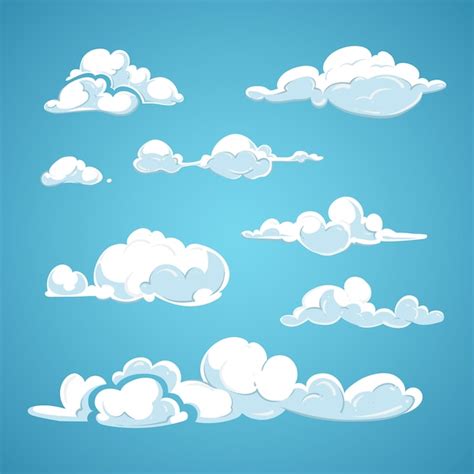 Conjunto De Vetores De Nuvens Dos Desenhos Animados Vetor Premium