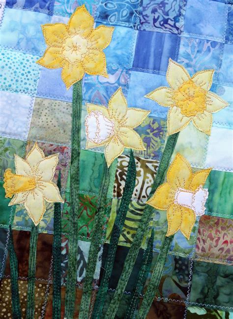 Batik Daffodil Quilted Wall Hanging Art Quilt Pattern Or Etsy