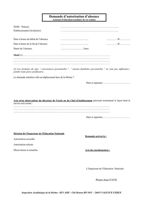 Demande d’autorisation d’absence  DOC, PDF  page 1 sur 1