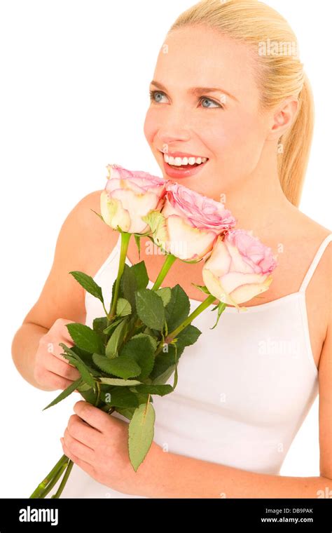 Woman With Roses Stock Photo Alamy