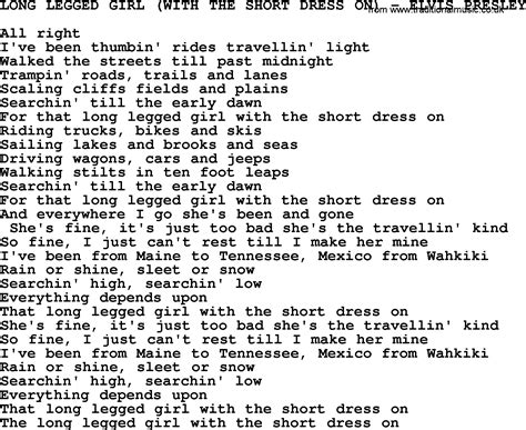 Long Legged Girl With The Short Dress On Elvis Presley Txt By Elvis Presley Lyrics And Chords
