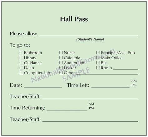 Printable Hall Pass Template Portal Tutorials