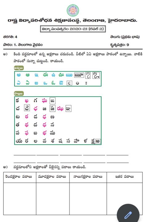 Telugu Badi Worksheets Telugu Language Worksheets Theworksheets Com