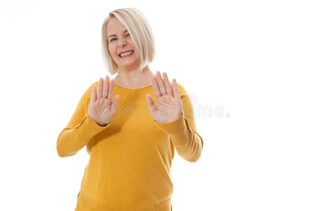 Excited Woman Showing The Sign Of Stop Neglect Negation And
