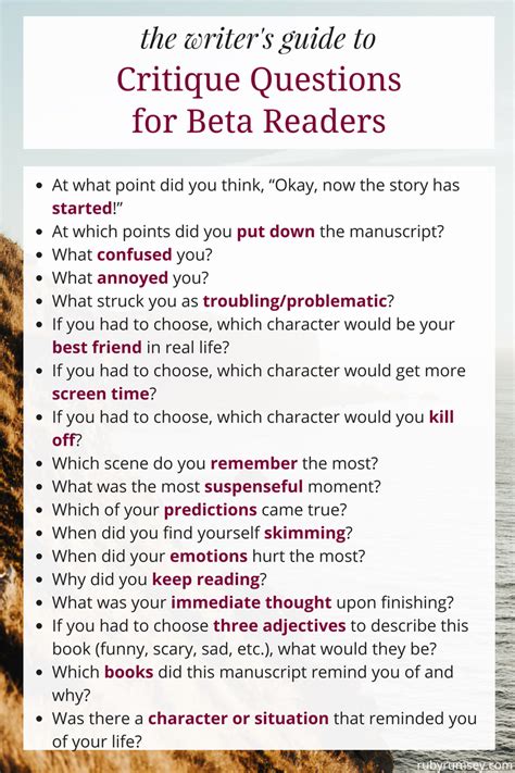Eighteen Great Questions For Writers To Ask Their Beta Readers When