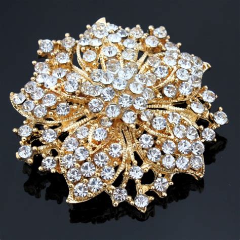 Silver Plated Crystal Bouquet Rhinestone Flower Brooch Pins Wedding