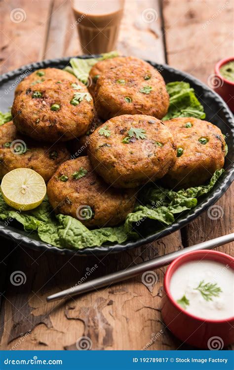Indian Aloo Tikki Or Potato Cutlet Is Made Out Of Boiled Potatoes Peas