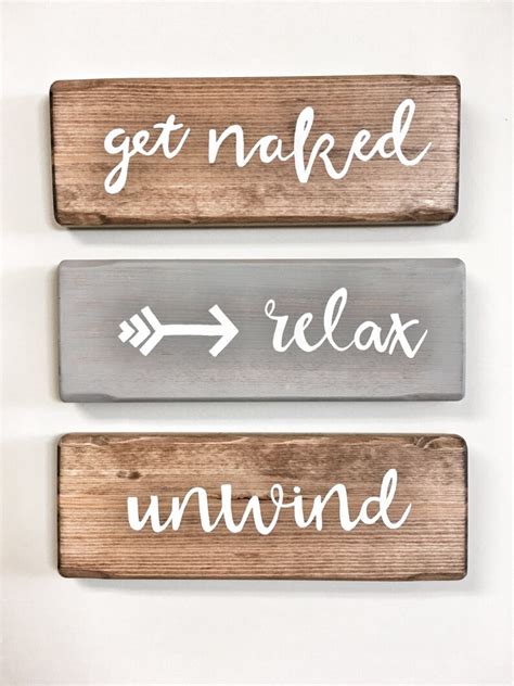 rustic wooden get naked signs for bathroom relax unwind etsy canada