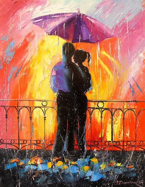 Lovers In The Rain Painting By Olha Darchuk Pixels