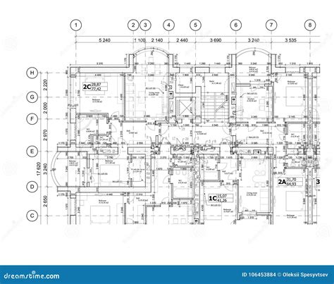 Part Of A Detailed Architectural Plan Floor Plan Layout Blueprint