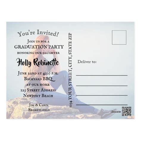 Photo Graduation Party Invitation Postcards