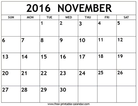 November 2016 Calendar Calendar Printables December 2016 Calendar