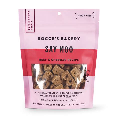 Bocces Bakery Say Moo Beef And Cheddar Soft And Chewy Dog Treats 6 Oz Bag