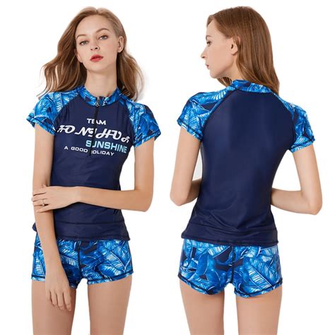 Two Piece Swimsuit For Women Blue Swimwear Bathing Suit Set Rashguard Wetsuitsbuy Com