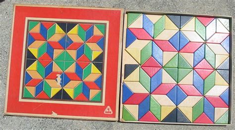 Vtg Made In Czechoslovakia Wood Wooden Puzzle Game Toy Toia Mosaic Art