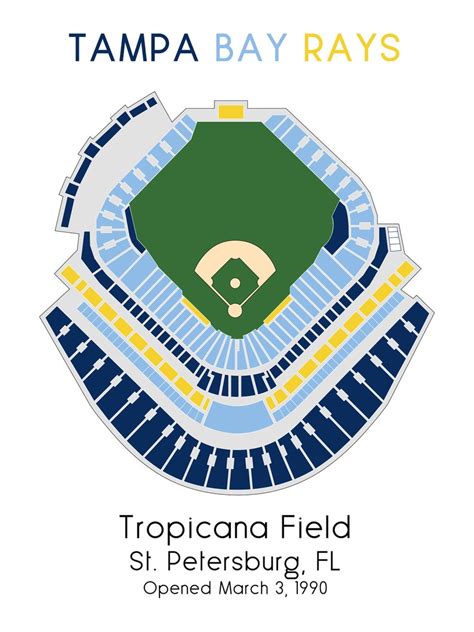 Tampa Bay Rays Tropicana Field Mlb Stadium Map Ballpark Map Etsy
