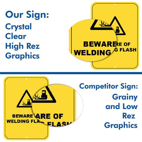 Beware Of Welding Flash Warning Sign Metal Aluminium Health Safety