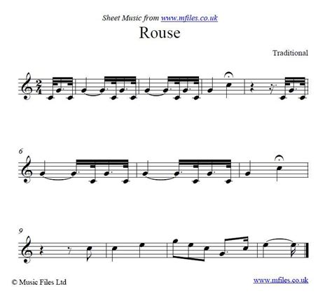 Traditional Rouse A Military Bugle Call Online Sheet Music Bugle