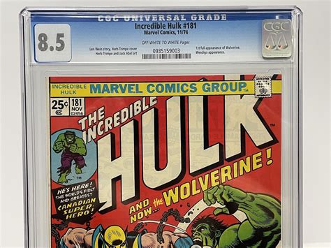 Incredible Hulk 181 Cgc 85 Oww 1st Full App Of Wolverine 1974