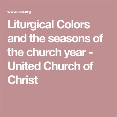 Liturgical Colors And The Seasons Of The Church Year United Church Of