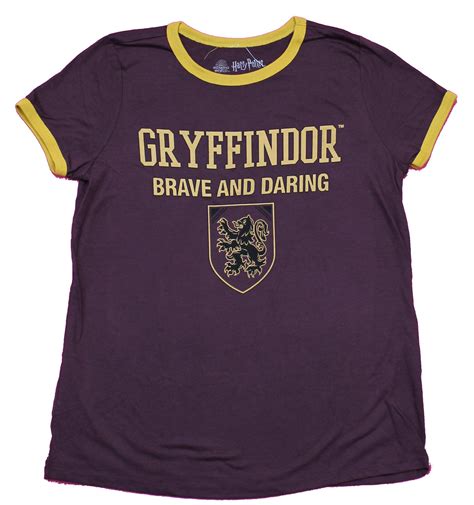 Harry Potter Girls Juniors T Shirt Gryffindor Brave And Daring Crest