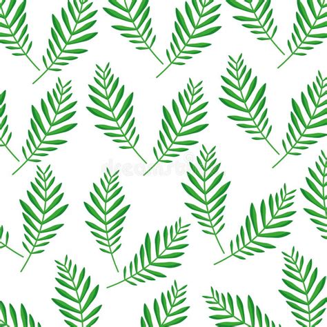 Green Palm Branch Frond Decoration Pattern Stock Vector Illustration
