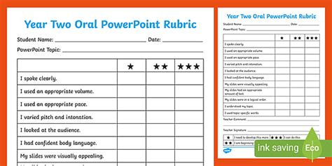 Oral Powerpoint Rubric Year 2 Teacher Made Twinkl