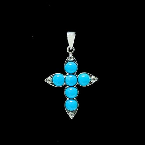Sterling Silver Sleeping Beauty Turquoise Cross Pendant Property Room