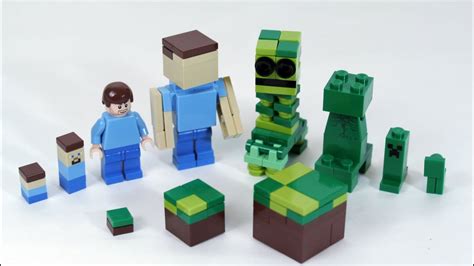 How To Build Lego Minecraft Creeper Steve And Grass Block Youtube