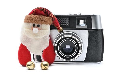 Santa Claus And Vintage Camera On A White Background For The New Year