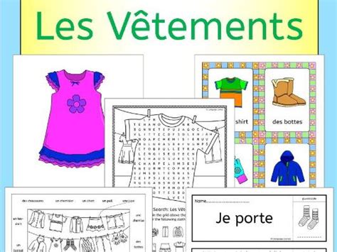 French Clothing Les Vetements Activities Games And Puzzles