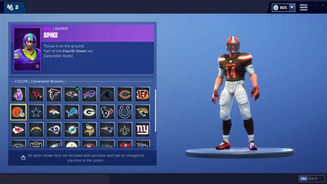 All Team Styles Available With Nfl Skins In Fortnite Youtube