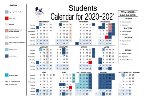 St George's School Calendar 2025-2026
