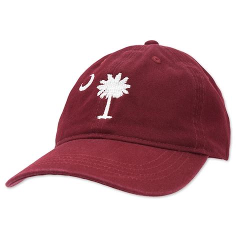 White Palmetto Tree And Moon Adjustable Hat In Garnet