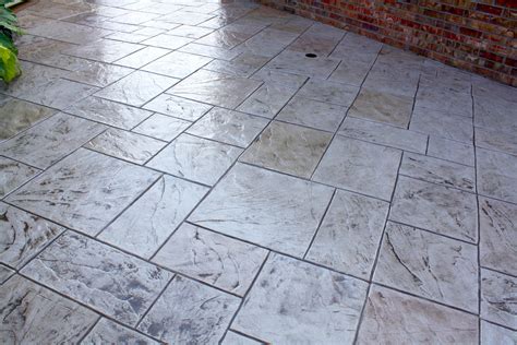 Concrete Patio Stamped With Extra Large Ashlar Slate Tile Pattern
