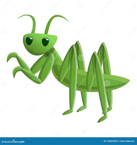 Mantis Icon In The Corner Cute Cartoon Kawaii Funny Character Green