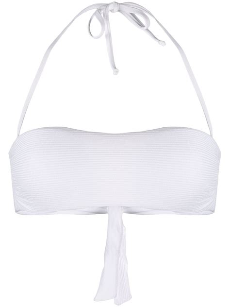 Fisico Reversible Halterneck Bandeau Bikini Top In White Modesens