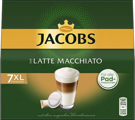 Jacobs Coffee Pods Latte Macchiato 7 Coffee Pods Plus Topping