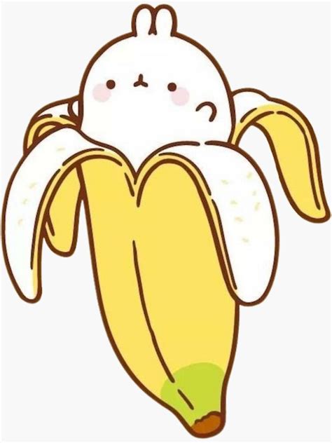 Cute Kawaii Rabbit Sitting In A Banana Sticker By Ikkawaii Redbubble