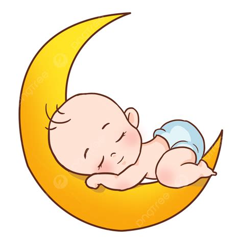 Sleeping Moon Clipart Vector Cartoon Baby Sleeping Moon Baby Child