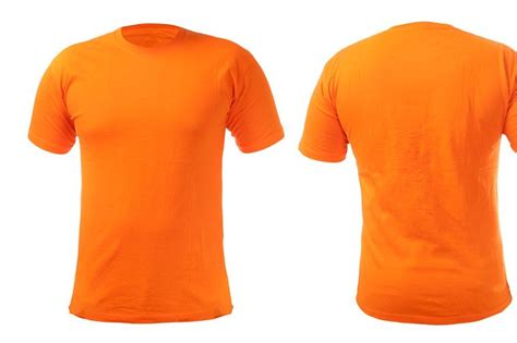 Orange T Shirt Mock Up Front And Back View Isolated Plain Orange
